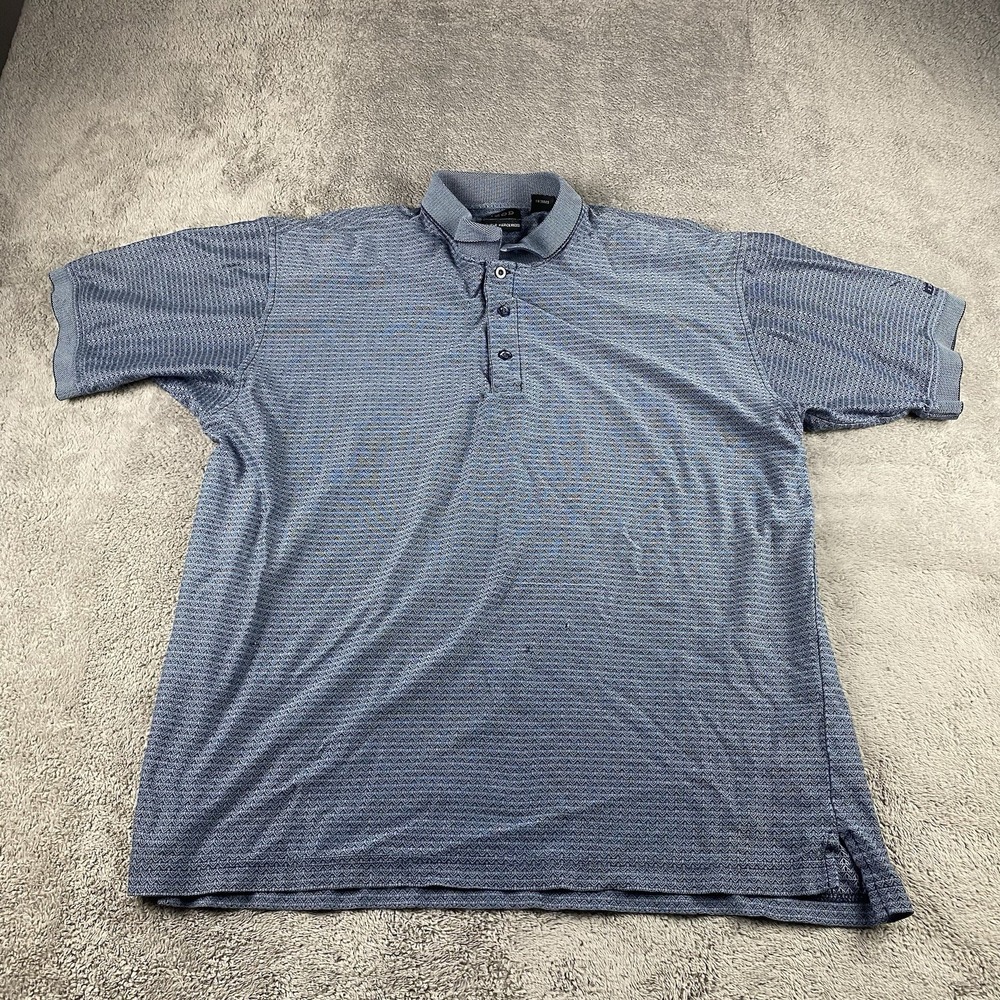 IZOD Double Mercerized Polo Shirt‎ Mens Large Blue Short Sleeve
